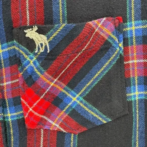 Abercrombie Kids Boys Shirt Plaid Long Sleeve Flannel Size 9/10 Button-Up Logo - Picture 5 of 10